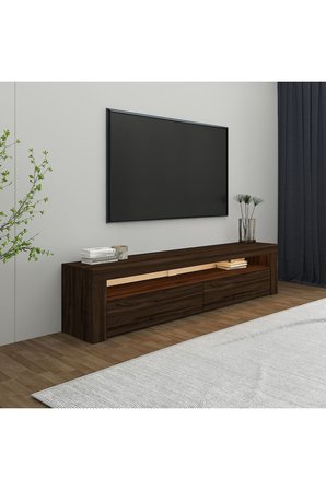 Batı LED Işıklı 2 Kapaklı TV Sehpası – 150 cm – Minimal Tasarım