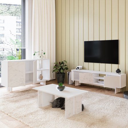 İnarch Dizayn Ravello Oturma Odası SET – Modern Konsol, TV Sehpası ve Orta Sehpa Üçlü Takım