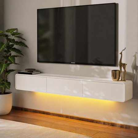 İnarch Dizayn Alba Led Işıklı Duvara Monte TV Sehpası - 3 Kapaklı Tasarım