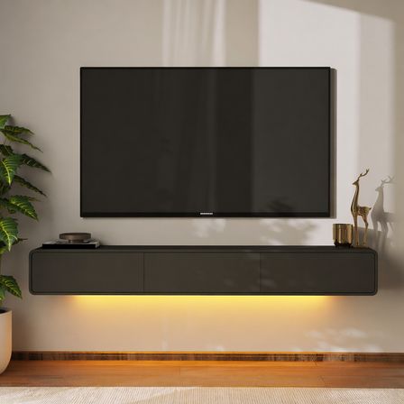 İnarch Dizayn Alba Led Işıklı Duvara Monte TV Sehpası - 3 Kapaklı Tasarım