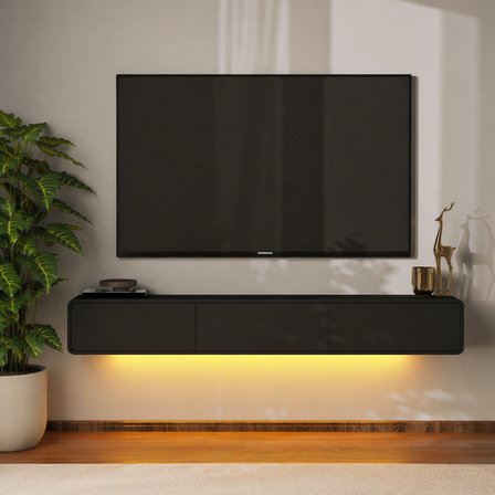 İnarch Dizayn Alba Led Işıklı Duvara Monte TV Sehpası - 3 Kapaklı Tasarım