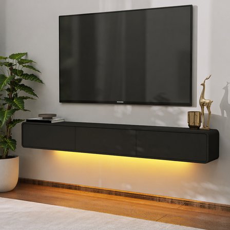 İnarch Dizayn Alba Led Işıklı Duvara Monte TV Sehpası - 3 Kapaklı Tasarım