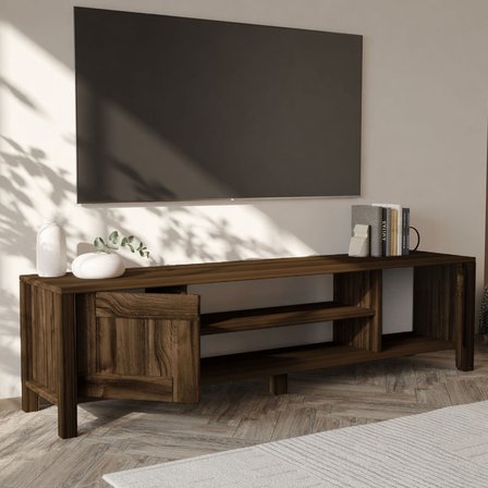 İnarch Dizayn Gina Tv Sehpası – Modern 2 Kapaklı Profil Ayaklı Tasarım, Ceviz