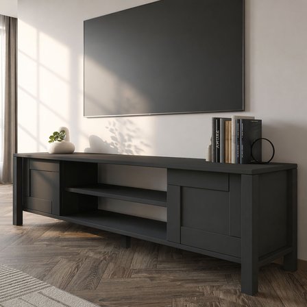 İnarch Dizayn Gina Tv Sehpası – Modern 2 Kapaklı Profil Ayaklı Tasarım, Antrasit