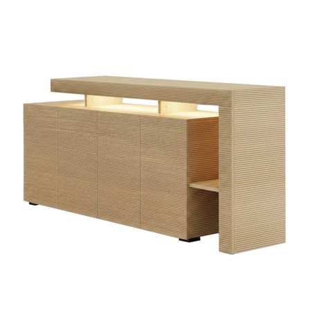 İnarch Dizayn Beliz LED Işıklı Modern Konsol – 170 cm, 4 Kapaklı ve İç Raflı Depolama, Şık Tasarım, Sıcak Meşe