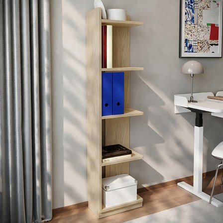 İnarch Dizayn Aura Kitaplık - Modern Fonksiyonel 5 Raflı Kitaplık, Açık Meşe