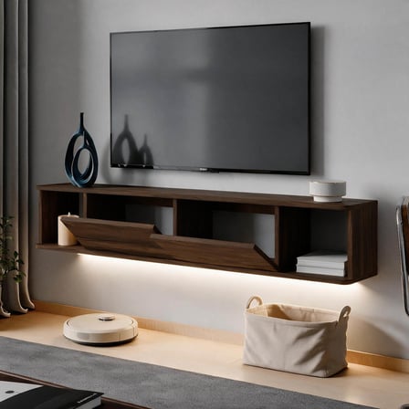 İnarch Dizayn Twist Led Işıklı Duvara Monte TV Sehpası - 2 Kapaklı