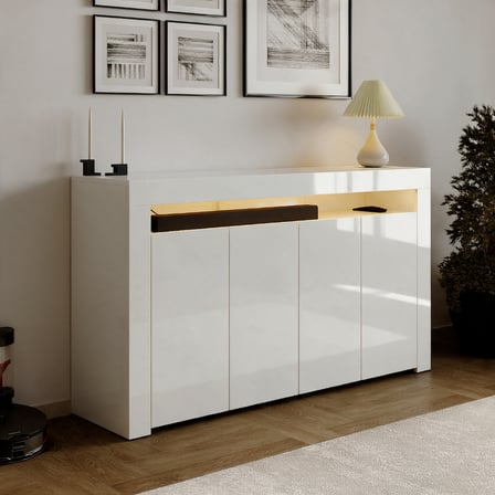 İnarch Dizayn Batı LED Işıklı Konsol – Modern 4 Kapaklı TV Konsolu - Tv Ünitesi