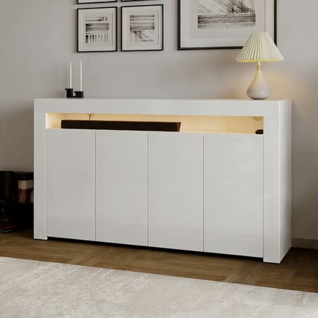İnarch Dizayn Batı LED Işıklı Konsol – Modern 4 Kapaklı TV Konsolu - Tv Ünitesi