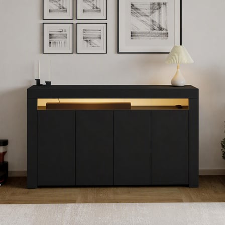İnarch Dizayn Batı LED Işıklı Konsol – Modern 4 Kapaklı TV Konsolu - Tv Ünitesi