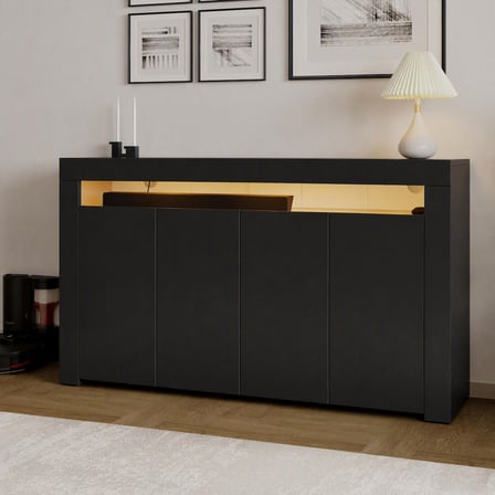 İnarch Dizayn Batı LED Işıklı Konsol – Modern 4 Kapaklı TV Konsolu - Tv Ünitesi