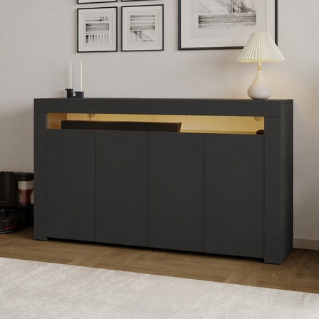 İnarch Dizayn Batı LED Işıklı Konsol – Modern 4 Kapaklı TV Konsolu - Tv Ünitesi