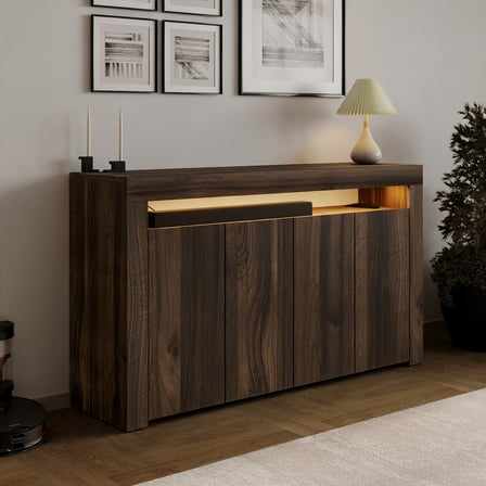 İnarch Dizayn Batı LED Işıklı Konsol – Modern 4 Kapaklı TV Konsolu - Tv Ünitesi