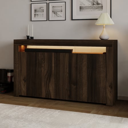 İnarch Dizayn Batı LED Işıklı Konsol – Modern 4 Kapaklı TV Konsolu - Tv Ünitesi