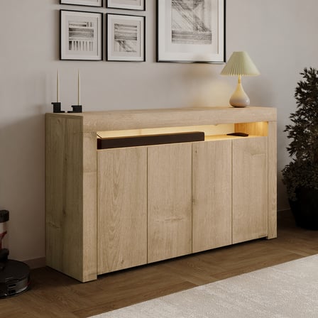 İnarch Dizayn Batı LED Işıklı Konsol – Modern 4 Kapaklı TV Konsolu - Tv Ünitesi
