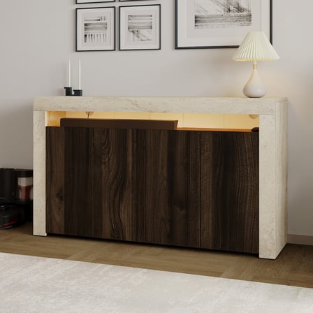 İnarch Dizayn Batı LED Işıklı Konsol – Modern 4 Kapaklı TV Konsolu - Tv Ünitesi