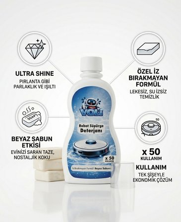 Ultra-Shine Robot Süpürge Deterjanı – Leke Karşıtı I Üstün Beyaz Sabun Etkisi (500 ml • 50 Kullanım) 