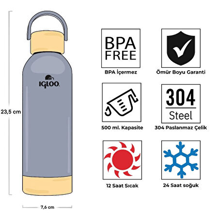 Igloo Hydrate Pro Termos 500ml-GRİ