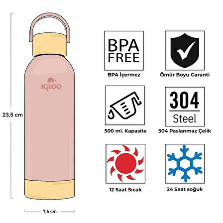 Çelik Pro Termos - Igloo - Hydrate - 500ml - Somon - 205694