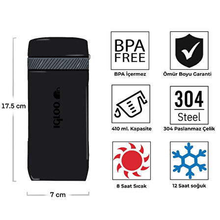Igloo Squid Termos 410ml-SİYAH