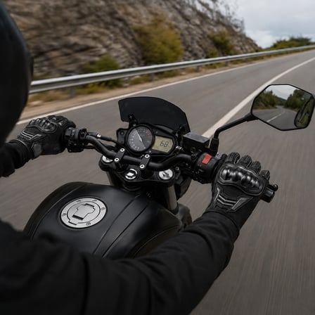 FreeCamp Power Tam Parmak Motosiklet Eldiveni EN 13594-SİYAH-GRİ