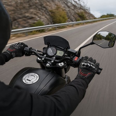 FreeCamp Power Tam Parmak Motosiklet Eldiveni EN 13594-SİYAH-KIRMIZI