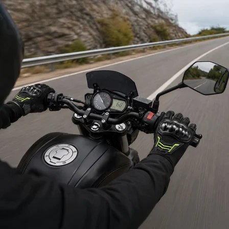 FreeCamp Power Tam Parmak Motosiklet Eldiveni EN 13594-SİYAH-YEŞİL