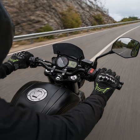 FreeCamp Power Tam Parmak Motosiklet Eldiveni EN 13594-SİYAH-YEŞİL