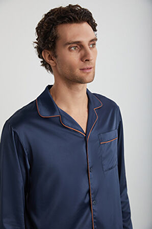 Kom Edmond Saten 6 Düğme Erkek Pijama Ve Robdeşambır Takımı