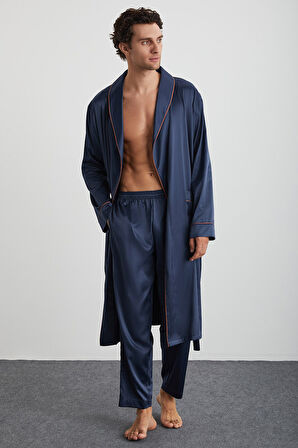 Kom Edmond Saten 6 Düğme Erkek Pijama Ve Robdeşambır Takımı