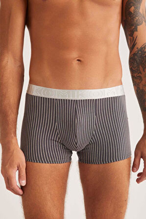 Kom Chelsea Çizgi Desenli Pamuk Erkek Boxer Füme