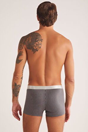 Kom Chelsea Çizgi Desenli Pamuk Erkek Boxer Füme