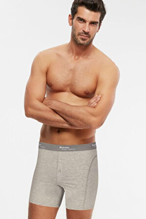 Kom Long Şort Erkek 2'li Boxer Gri Melanj