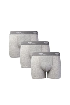 Tight Pamuklu 3 lü Erkek Boxer - Gri Melanj