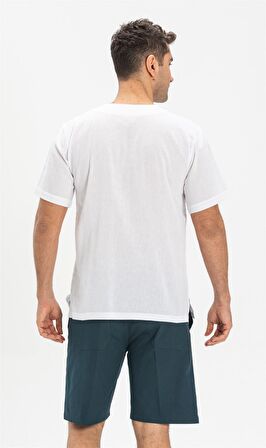 Kısa Kol Şile Bezi Bisiklet Yaka Erkek T-Shirt Bey