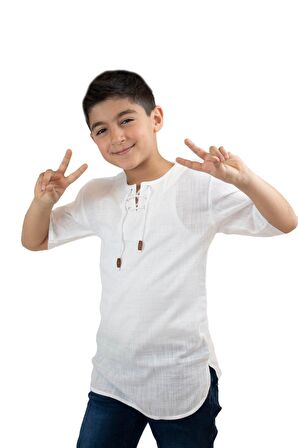 Kısa Kol Şile Bezi Zımbalı Erkek Çocuk Tshirt Beya