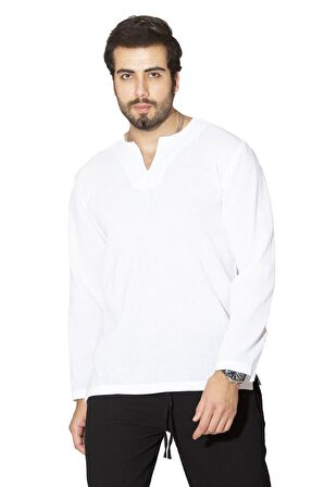 Uzun Kol Şile Bezi Bisiklet Yaka Erkek Tshirt Beya