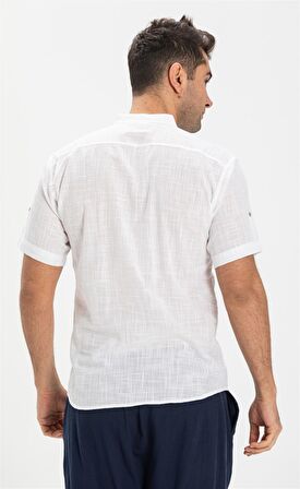 Kısa Kol Şile Bezi Bodrum Erkek T-Shirt Beyaz