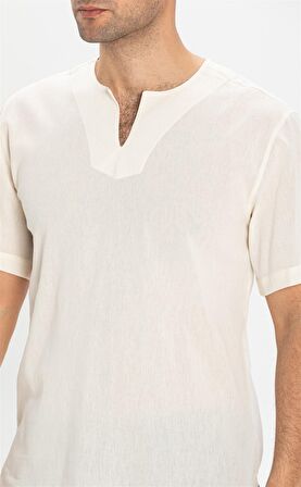 Kısa Kol Şile Bezi Bisiklet Yaka Erkek T-Shirt Kre