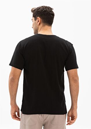 Kısa Kol Şile Bezi Zımbalı Erkek Tshirt Siyah