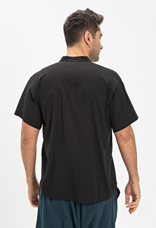 Kısa Kol Şile Bezi Hakim Yaka Erkek Tshirt Siyah