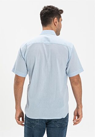 Kısa Kol Şile Bezi Erkek Gömlek Buz Mavi 3027