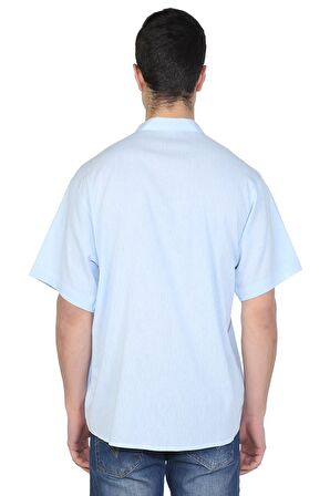 Kısa Kol Şile Bezi Hakim Yaka Erkek Tshirt Buz Mav