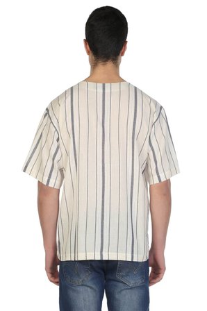 Kısa Kol Şile Bezi Bisiklet Yaka Erkek Tshirt Ekru