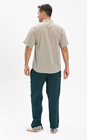 Kısa Kol Şile Bezi Hakim Yaka Erkek Tshirt Taş