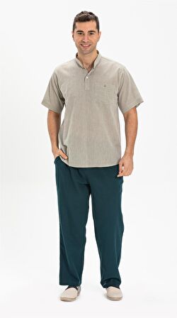 Kısa Kol Şile Bezi Hakim Yaka Erkek Tshirt Taş