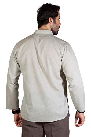 Uzun Kol Şile Bezi Hakim Yaka Erkek Tshirt Taş