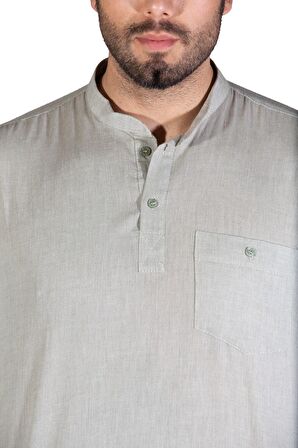 Uzun Kol Şile Bezi Hakim Yaka Erkek Tshirt Taş