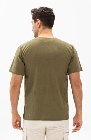 Kısa Kol Şile Bezi Bisiklet Yaka Erkek T-Shirt Hak