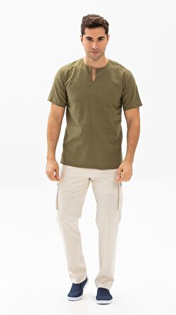 Kısa Kol Şile Bezi Bisiklet Yaka Erkek T-Shirt Hak